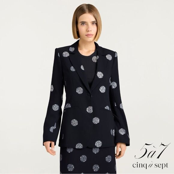 Cinq à Sept **NWT** Crystal Dot 'Karlie' Blazer in Black with Silver Rhinestones - Picture 11 of 16